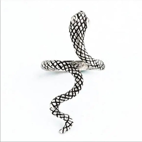Silver Texture Snake Wrap Rings adjustable band size 8