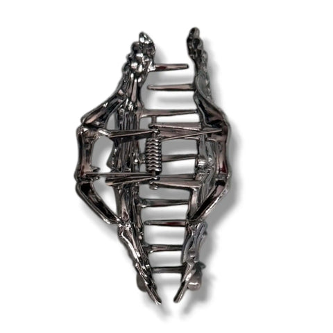 Skeleton Hand Hair Metal Clip in gunmetal gray with gothic claw design and strong metal grip for alternative hairstyles