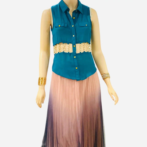Sleeveless Cut Out Chain Waist Top