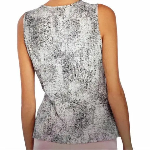 Sleeveless Reptile Envelope Hemline Blouse - Wild Time Fashion
