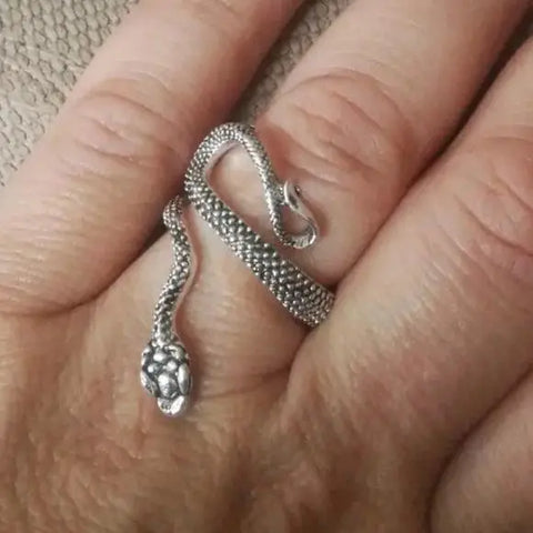 Snake Ring Silver Textured Open Band Ring - Wild Time Fashion 