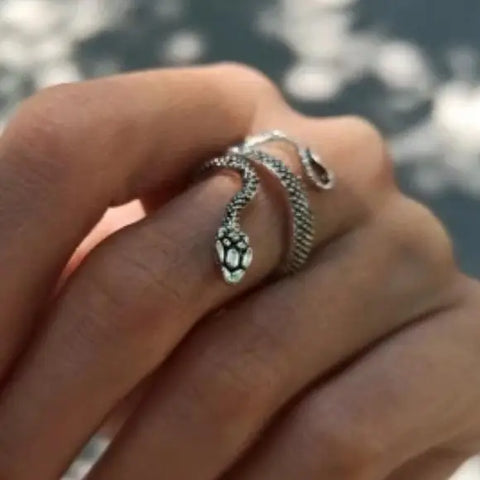 Snake Ring Silver Textured Open Band Ring - Wild Time Fashion 
