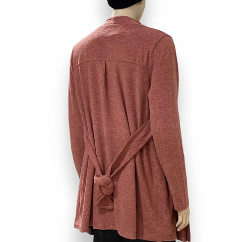 Soft Brown Cardigan with Bow Tie Sash