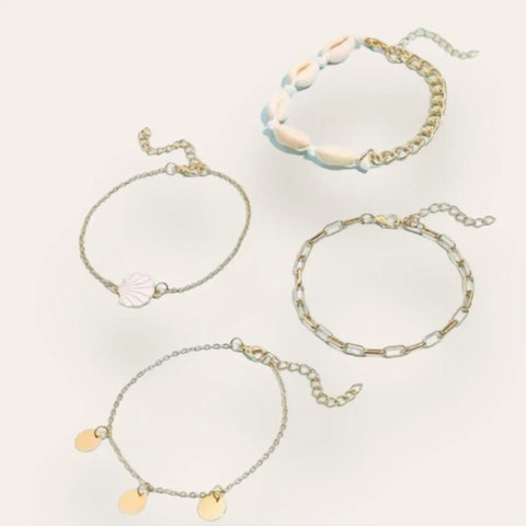 Sea Shells Anklet Bracelet Set 