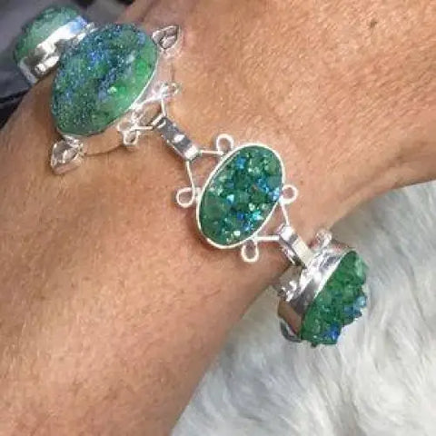 Women's Sterling Silver Aura Quartz Adjustable Toggle Custom Bracelet