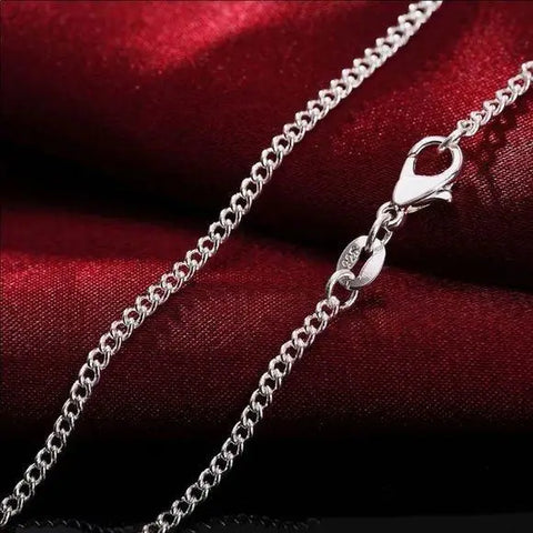 Women's 925 Sterling Silver Curb Chain Necklace 1.1MM - 17" Lobster Clasp Closure - Wild Time Fashion