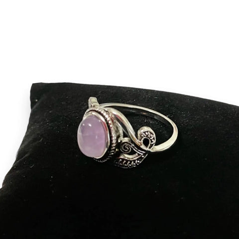 Sterling Silver Floral Purple Quartz Ring