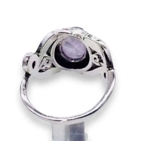 Sterling Silver Floral Purple Quartz Ring