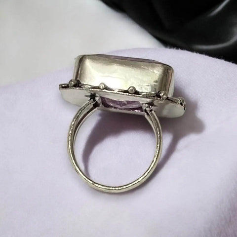 Sterling Silver Purple Crackled Quartz Ring