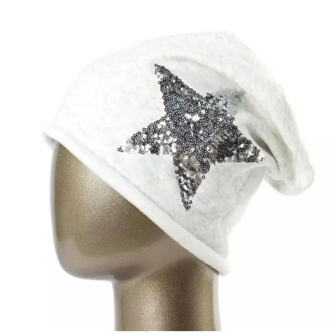 Sequins Star Faux Fur Lined Winter Beanie