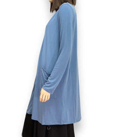 Stylish Blue Draped Cardigan Duster - Wild Time Fashion