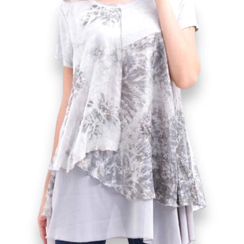 Stylish Tiered Short Sleeve Long Top- Wild Time Fashion