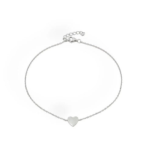 Timeless Love Dainty Silver Heart Anklet
