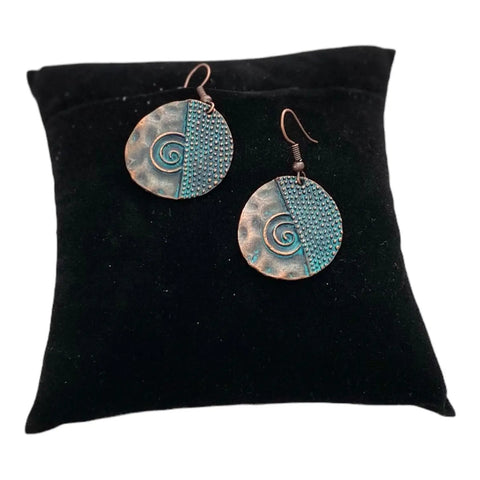 Tribal Copper Patina Drop Earrings