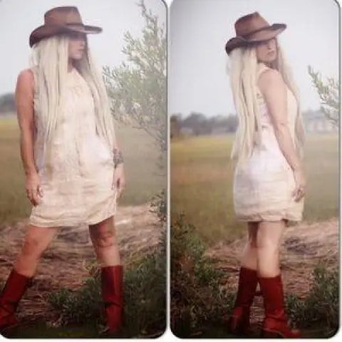Women's Linen Dress Embroidery Detail Tea Stain - FREE SHIPPING USA - Wild Time Fashion 