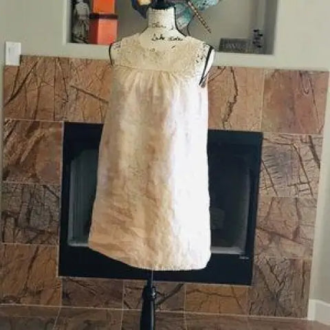 Women's Linen Dress Embroidery Detail Tea Stain - FREE SHIPPING USA - Wild Time Fashion 