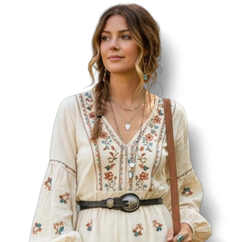 Western Skinny Textured Waist Belt embossed pattern and ornate silver buckle in black and brown faux leather