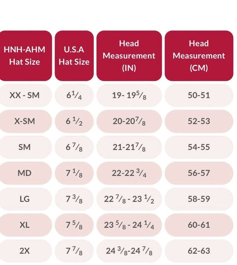 Hat Chart for Wild Time Fashion