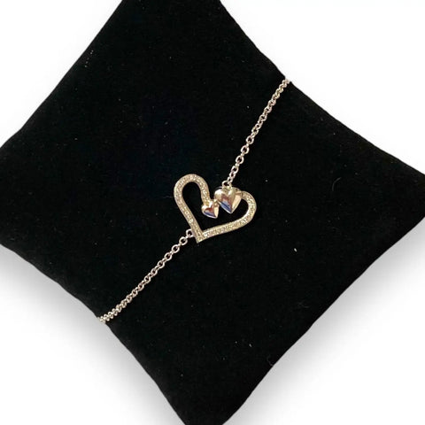 Women's Simulated White Diamond Heart Bangle Bracelet Sterling Silver and White Zirconia