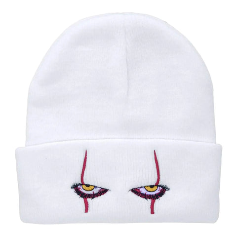 White Red Eye Embroidered Knitted Beanies