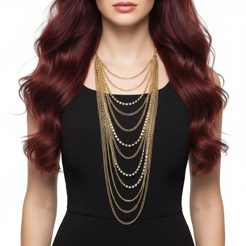 Gold Rhinestone Multi Layer Body Chain