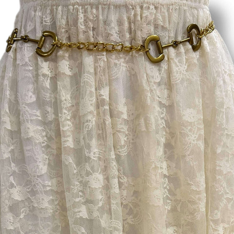 Wild West Chunky Gold Horse Bit Belt Gold horse bit belts in classic three-bit and full chunky chain styles with adjustable curb chain