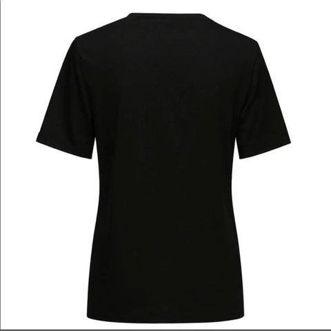 Women's Black Graphic Tee Celestial Astrology Short Sleeve Shirt