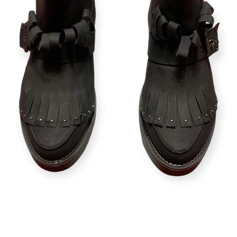 Women's Black Studded Combat Boots