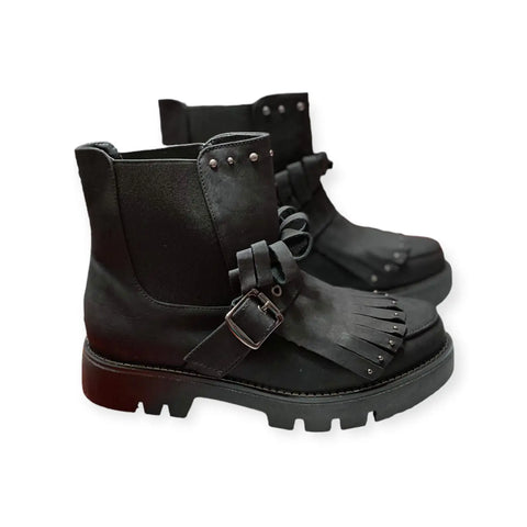 Women's Black Studded Combat Boots