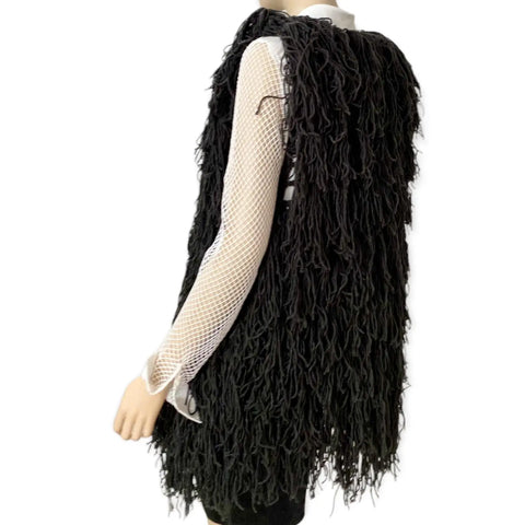 Women's Charcoal Long Fringe Vest