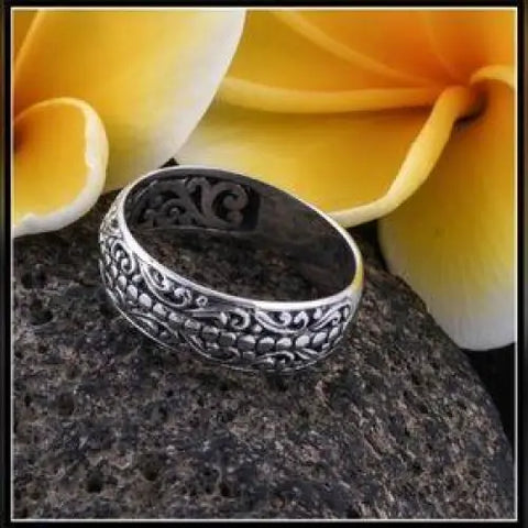 Women's Sterling Silver Engraved Band Ring - FREE SHIPPING USA - Wild Time Fashion 