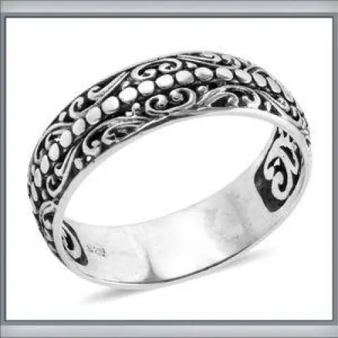 Women's Sterling Silver Engraved Band Ring - FREE SHIPPING USA - Wild Time Fashion 