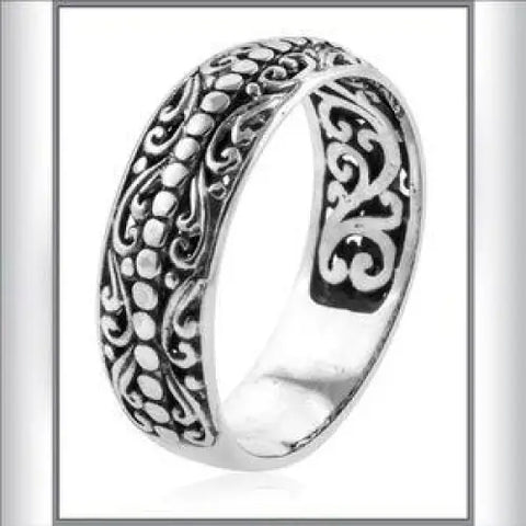 Women's Sterling Silver Engraved Band Ring - FREE SHIPPING USA - Wild Time Fashion 