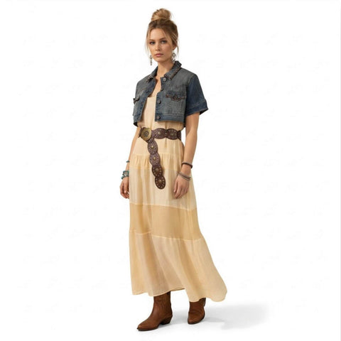 Women’s Wide Disc Statement Belts - One size / brown brass / Adults - Women’s Belts
