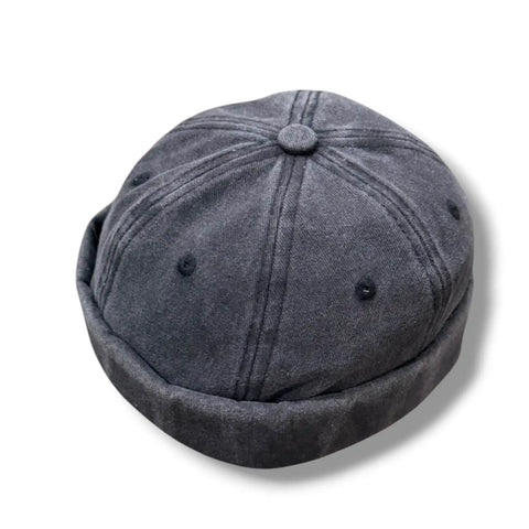 flat lay of vandal black dusted gray Zero-Brim Denim Docker Cap osfm / unisex