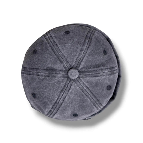 flat lay of  vandal black dusted gray Zero-Brim Denim Docker Cap osfm / unisex