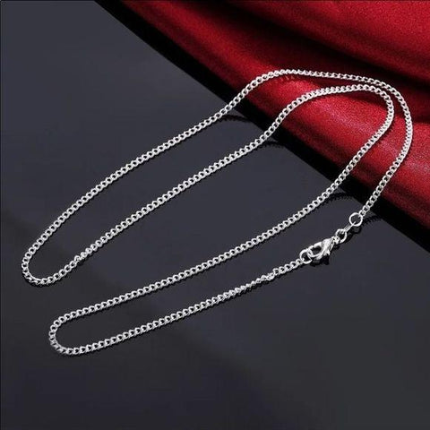 Women's 925 Sterling Silver Curb Chain Necklace 1.1MM - 17" Lobster Clasp Closure - Wild Time Fashion