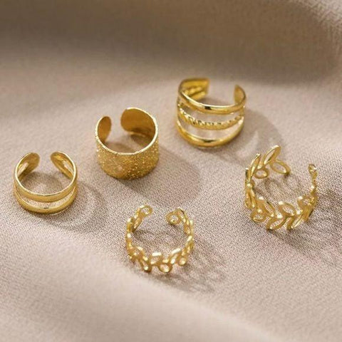 Gold Multi Designed Ear Cuffs Adjustable Ear Crawlers Earrings - Wild Time Fashion 