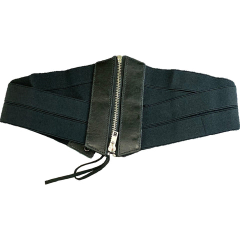 Elegant Black Lace Up Corset Oversized Belt