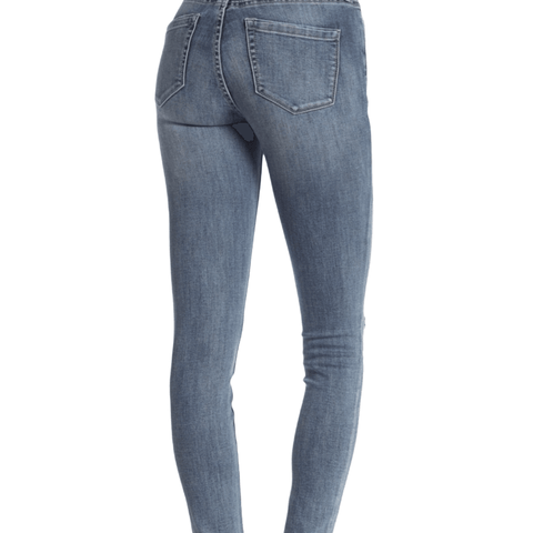 Mid-Rise Denim Distressed Skinny Jeans - Wild Time Fashion