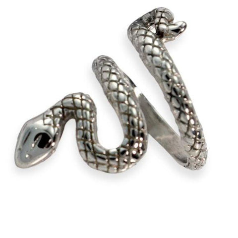 Silver Coiled Snake Ring Open Band Ring Size 9- Wild Time Fashion 