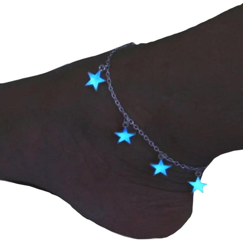 Women’s Silver Anklets Glow in Dark Charming Stars Anklets Set - Wild Time Fashion