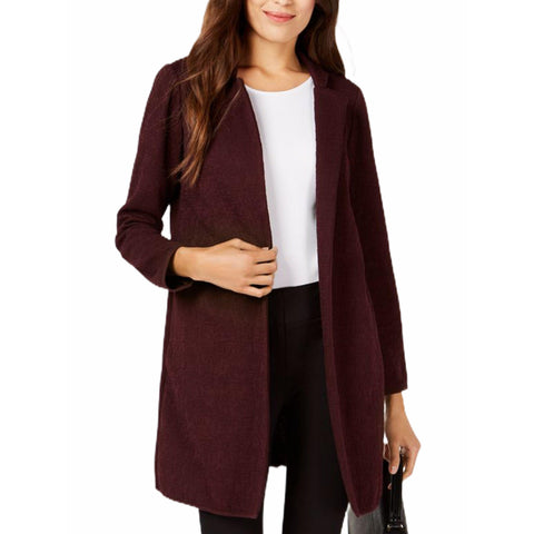 Women’s Burgundy Red Open Front Jacquard Blazer Jacket XL