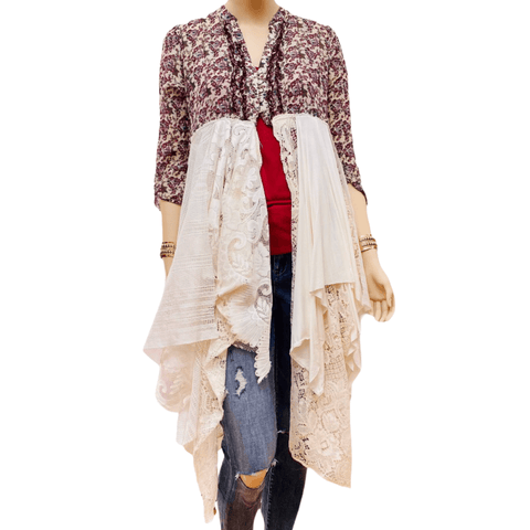 Festival Floral Tiered Lace Long Tunic Top