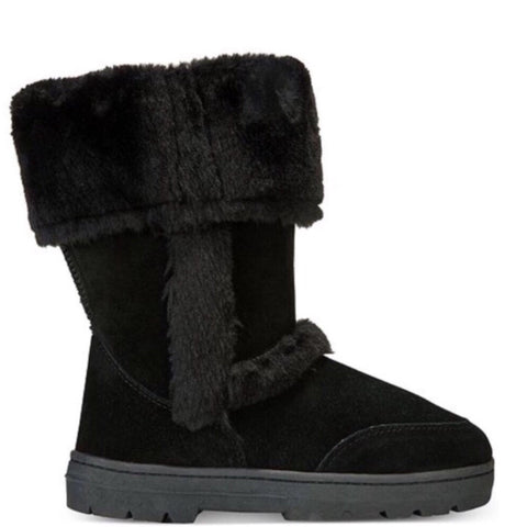 Black Suede Winter Boots - Wild Time Fashion
