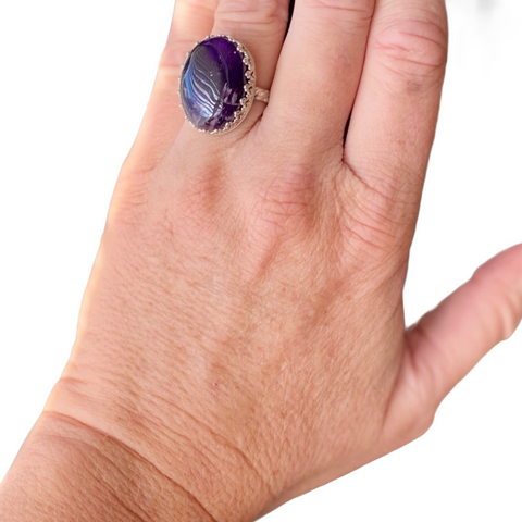 Women’s Purple Amethyst 925 Sterling Silver Ring Size 7 Silversmith USA herriman Utah 
