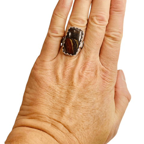Women’s Tiger Iron Jasper Semi Precious 925 Sterling Silver Ring Size 7 Handmade Custom Ring -Wild Time Fashion