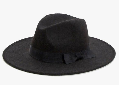 Fedora Hat Ribbon Band Felt Fedora Hats Black Chic Boho