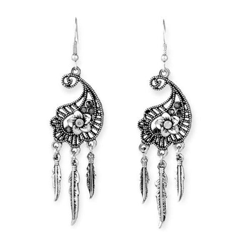 Boho Chandelier Feather Earrings - Wild Time Fashion 
