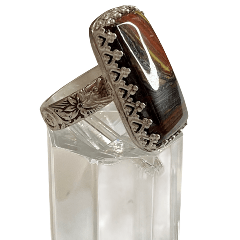 Women’s Tiger Iron Jasper Semi Precious 925 Sterling Silver Ring Size 7 Handmade Custom Ring -Wild Time Fashion